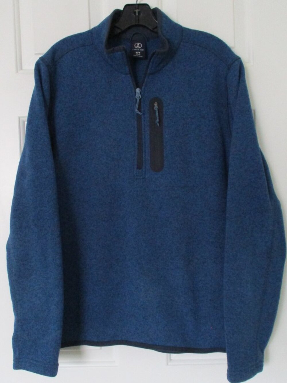 Lands' End Mens L/S Heather Blue Fleece 1/4 Zip Fleece-lined Sweater NWOT - M